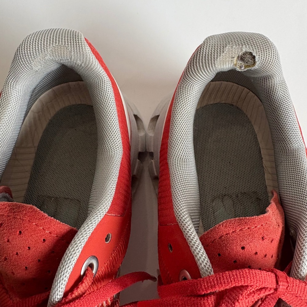 On Cloud Running Shoes Womens 9 Rust Red White Low Top Athletic Sneakers - Picture 7 of 12